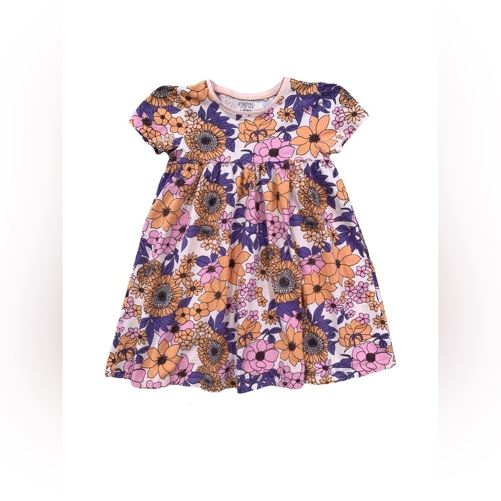 Next Size 5-6 Orange and Purple Flower Print Dress